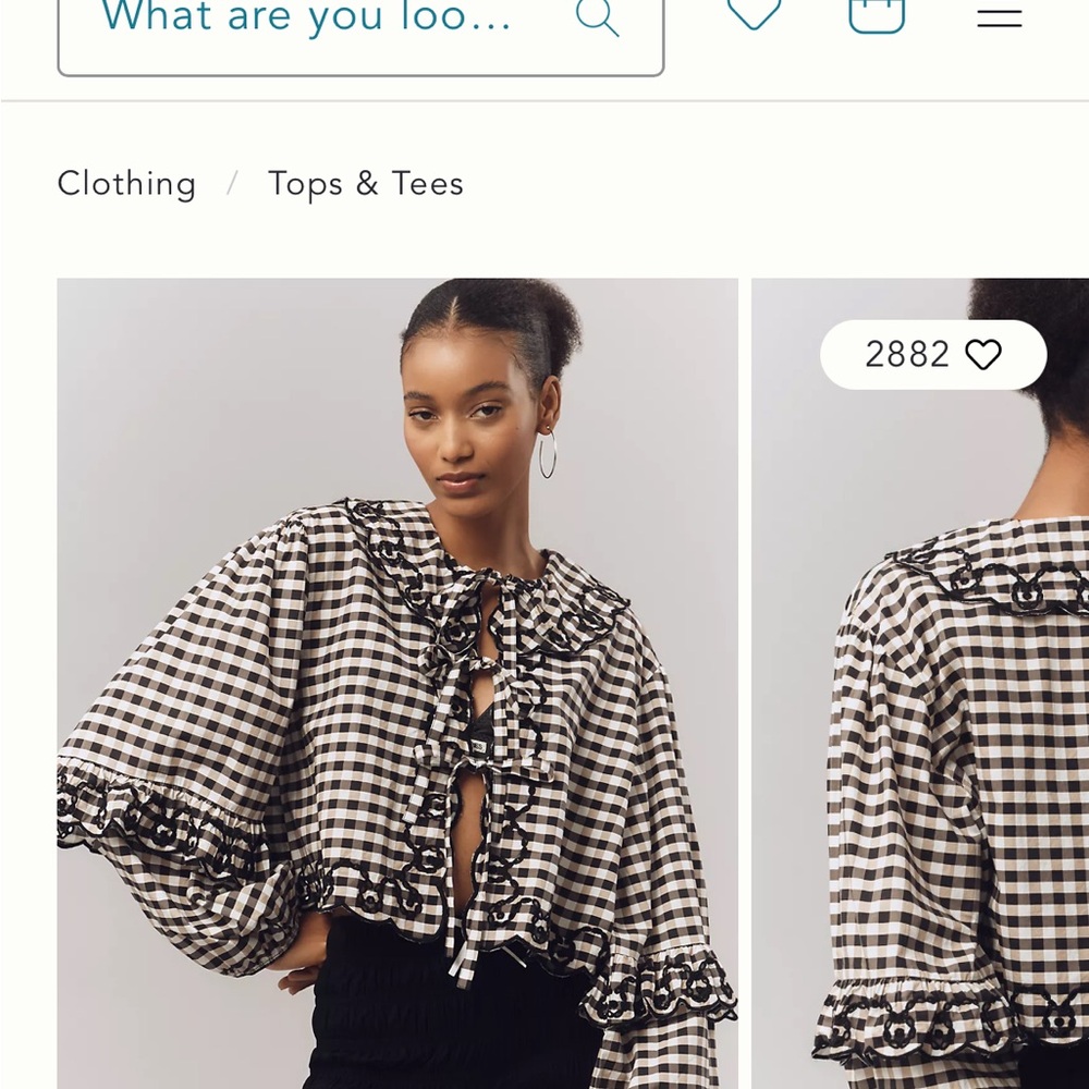 Maeve Long-Sleeve Scallop Tie-Front Blouse one size